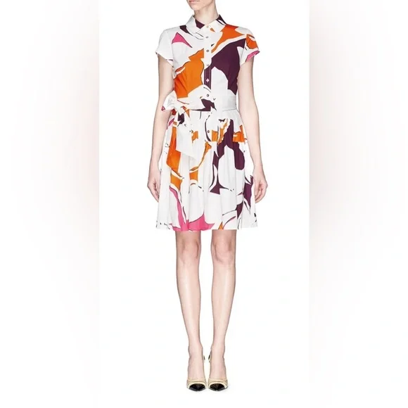 Diane von Furstenberg "Scarlet" floral print cotton shirtdress in a multi-color. - Picture 4 of 16